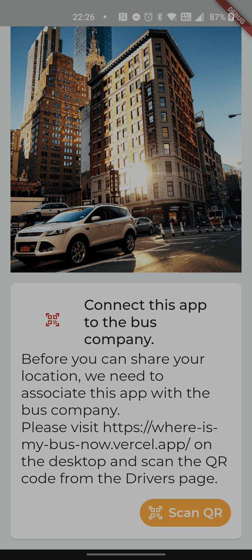 Driver app - QR code connection
